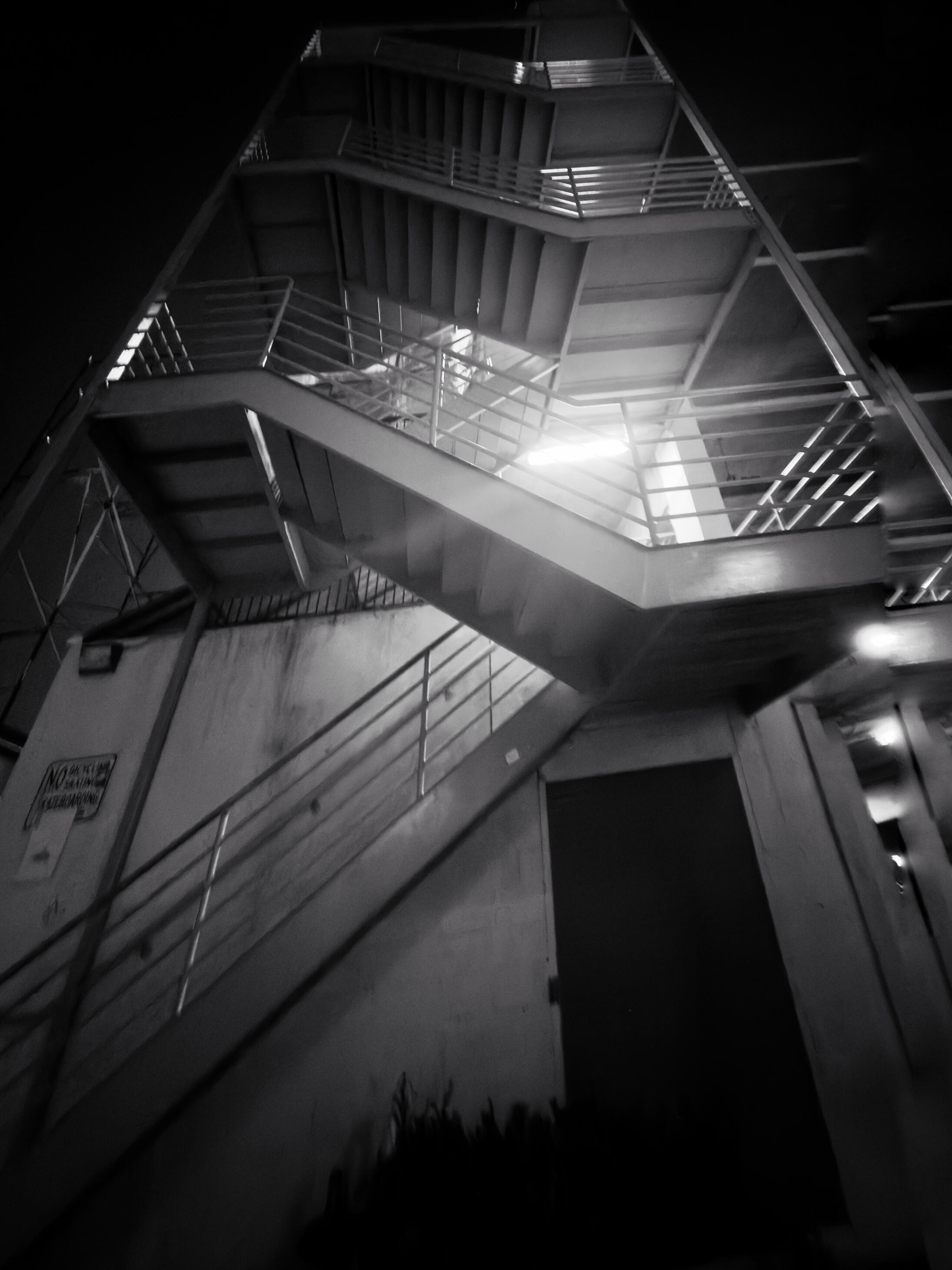 Stairway II - s | h | a | d | o | w L.A. - Industrial Noir Black and White Photography - Los Angeles, CA - 1/1 Archival Print by Barton Caplan.