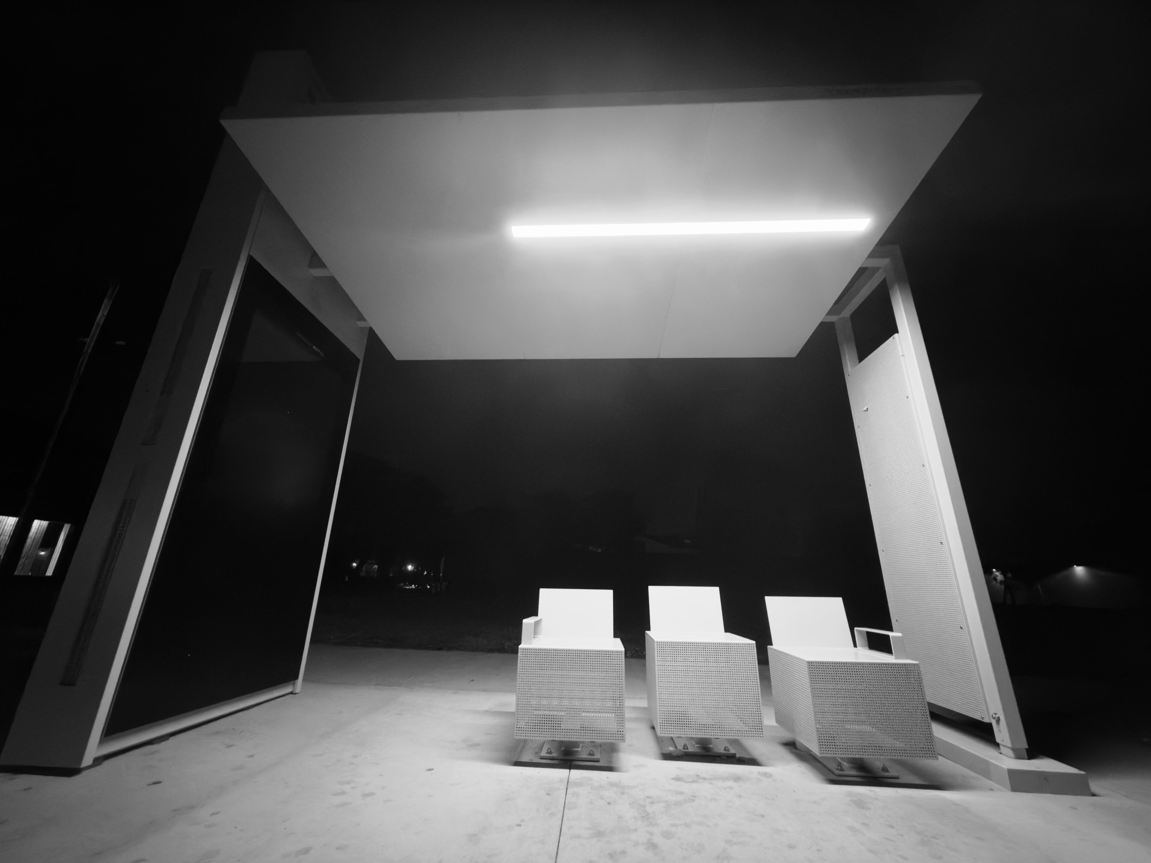 bus stop - s | h | a | d | o | w L.A. - Cinematic Black and White Night Photography - Los Angeles, California - 1/1 bus stop - s | h | a | d | o | w L.A. - Cinematic Industrial Noir - High Contrast Night Photography - 1/1 Unique Artifact Archival Print by Barton Caplan.